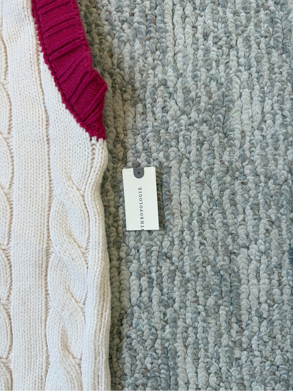 NWT Anthropologie Maeve Varsity Stripe Pink Ivory Brown Poncho Sweater Vest S/M - Picture 7 of 16